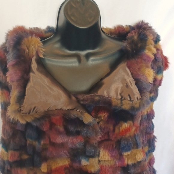 HOT & DELICIOUS Multicolor Faux Fur Vest. Feels very soft, silk lined - Picture 2 of 8
